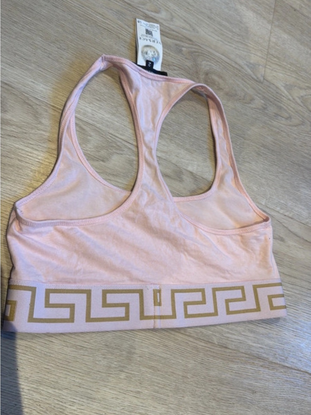 Versace Light Pink Racerback Logo Bralette - Picture 2 of 3